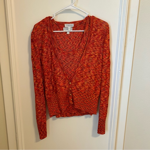 Two Piece St. John Sport Orange Twinset Cardigan Knit Small S - Picture 1 of 16